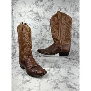 Tony Lama Mens Vintage Exotic Lizard Skin Western Cowboy Boots Size 11 Brown